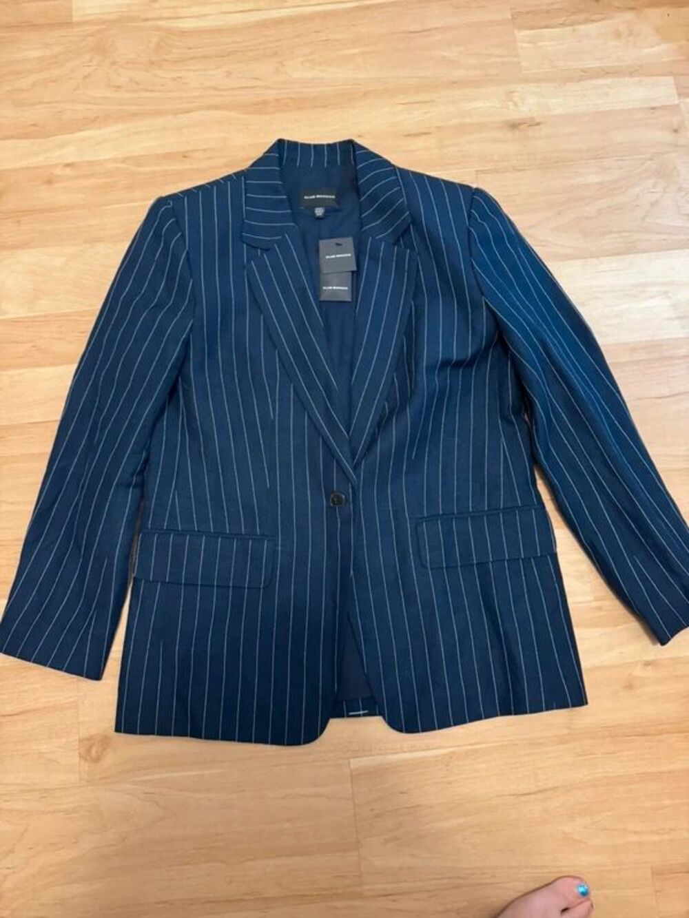 NWT Club Monaco Navy and White Pinstripe Blazer Women's Size Medium